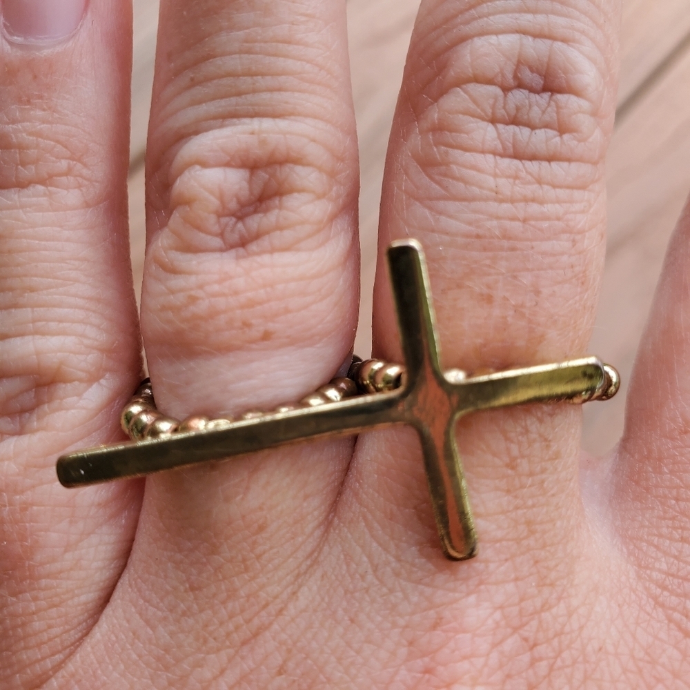 Cross Statement Ring Stretch Boho Preppy Everyday Classic Casual Everyday Basic